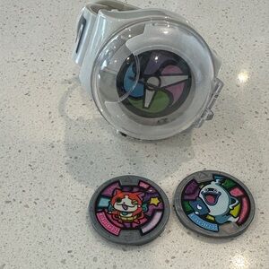 ORIGINAL Yoki White Watch with 2 Colorful Discs- WORKS
